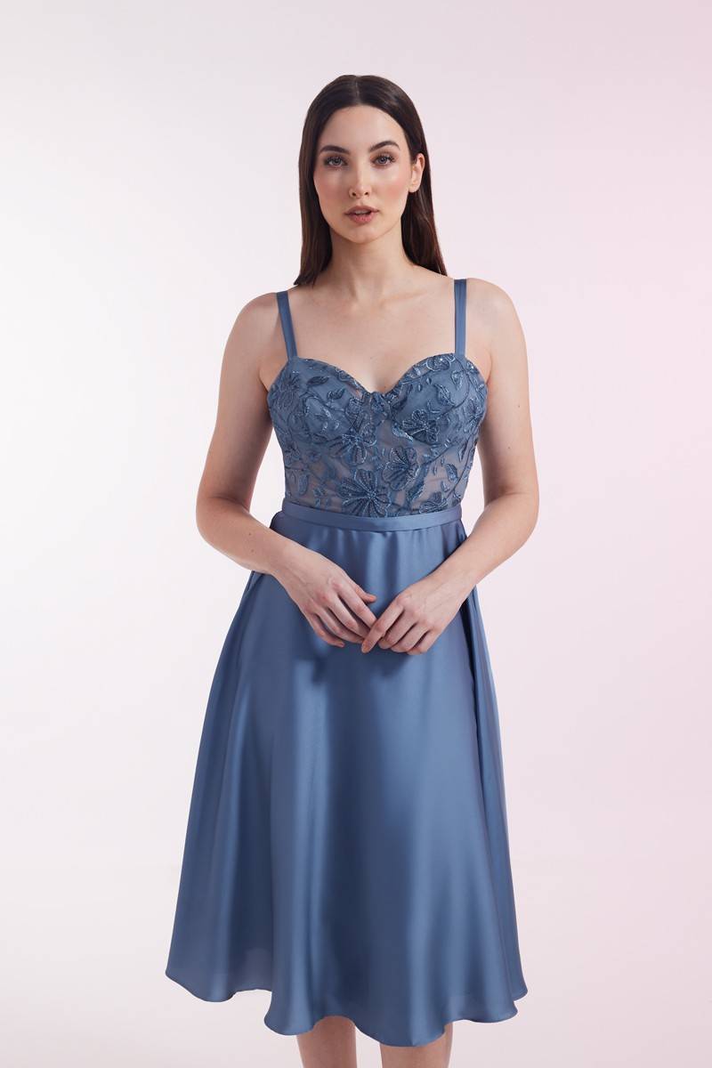 Laona PORTRAIT OF A LADY DRESS Besticktes Midikleid aus Satin Online Outlet