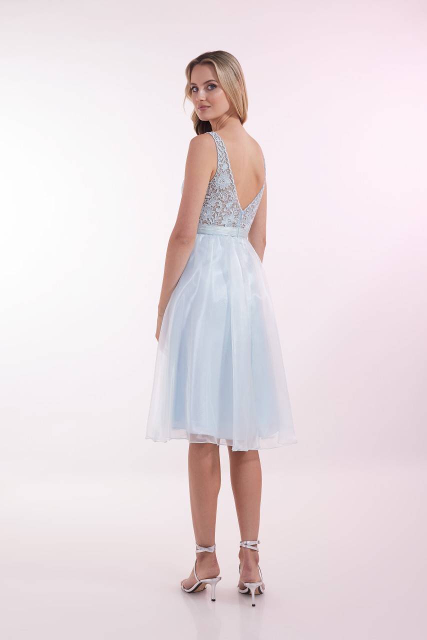 Laona SILKY SHINE DRESS Besticktes Midikleid mit V-Ausschnitt und Taillengürtel Räumungsverkauf