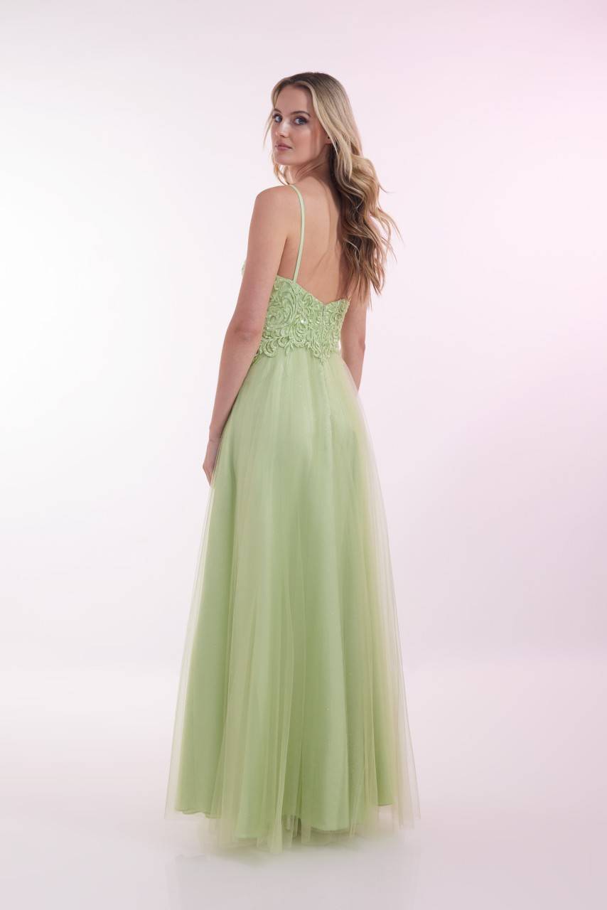 Laona NOBLE TULLE DRESS Besticktes Maxikleid mit V-Ausschnitt und Tüll-Einsatz Kostenlose Rückgabe