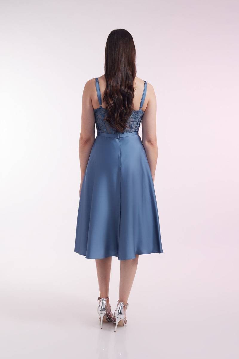 Laona PORTRAIT OF A LADY DRESS Besticktes Midikleid aus Satin Sonderangebot der Fabrik