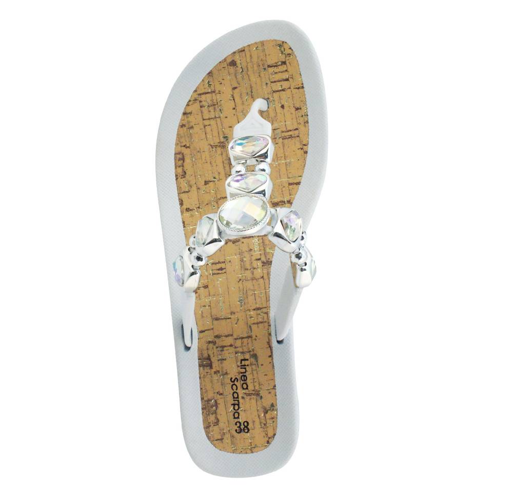 Beachandstreet Linea Scarpa • Strandschuhe Frauen • Grado • Glamour Zehentrenner weiß mit Wedge-Absatz Outlet