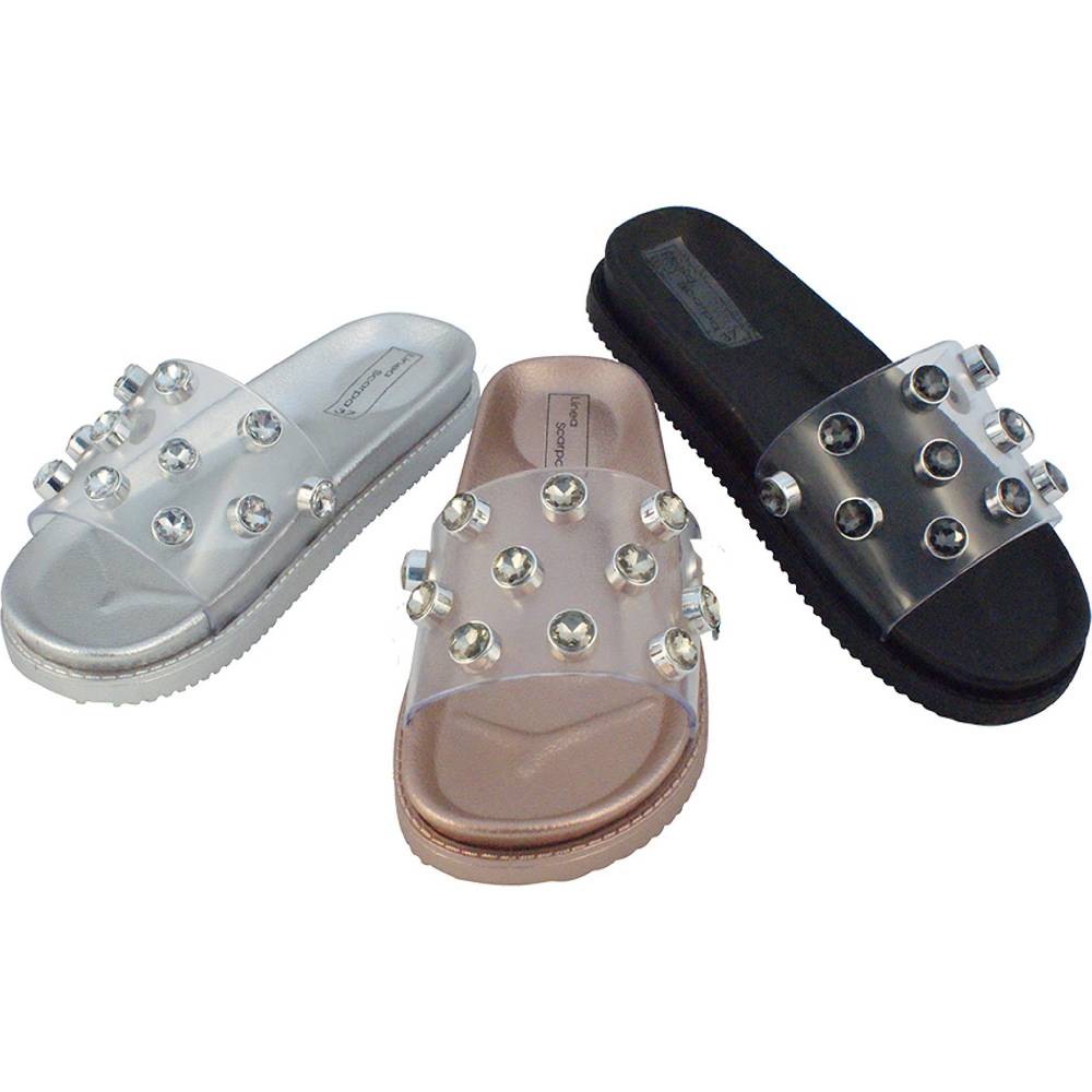 Beachandstreet Florenz - Badeschuhe mit transparentem Oberteil und großen Acrylsteinen Sonderangebot der Fabrik