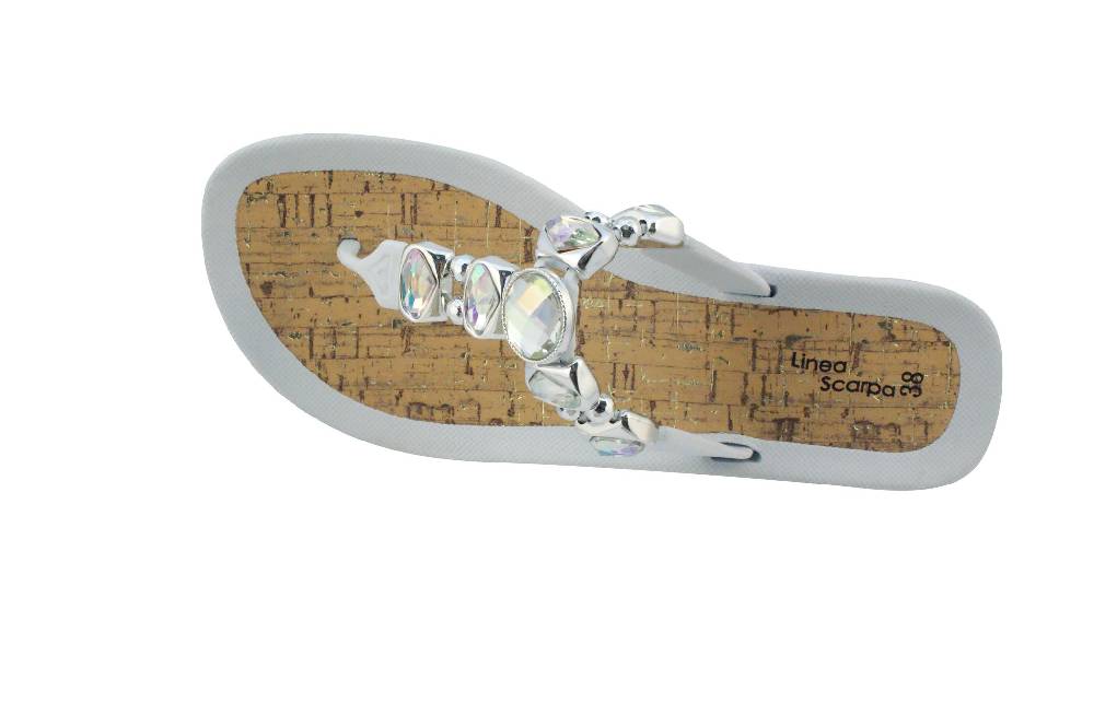 Beachandstreet Linea Scarpa • Strandschuhe Frauen • Grado • Glamour Zehentrenner weiß mit Wedge-Absatz Speichern exportieren