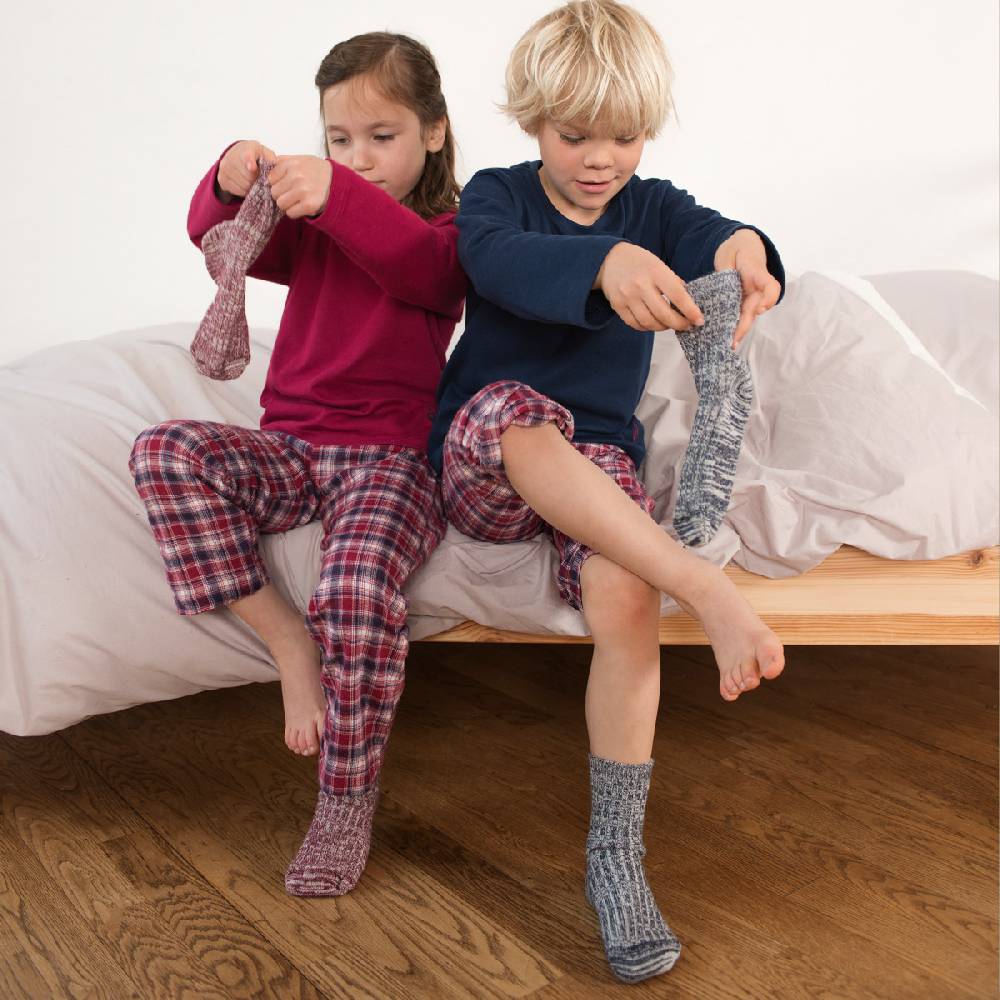 LIVING CRAFTS - Kinder-Norwegersöckchen - Bordeaux Mouliné Großer Ausverkauf