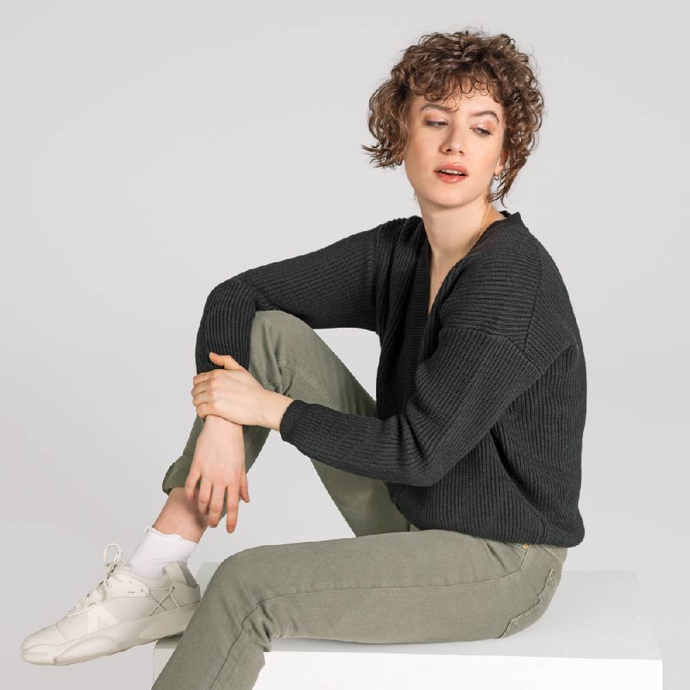 LIVING CRAFTS ALFREY - Strickjacke boxy - Off Black Begrenzte Freigabe