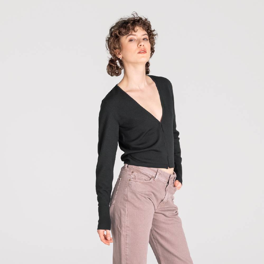 LIVING CRAFTS ALIZEE - Strickjacke - Off Black Sonderangebot der Fabrik