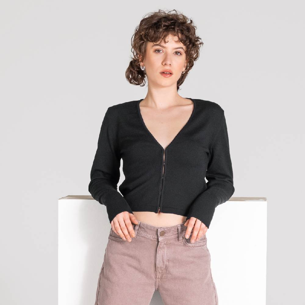 LIVING CRAFTS ALIZEE - Strickjacke - Off Black Sonderangebot der Fabrik