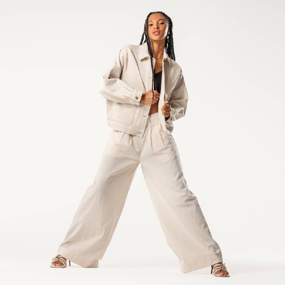 LIVING CRAFTS DUYEN - Weite Bundfaltenhose - Sand Auslauf