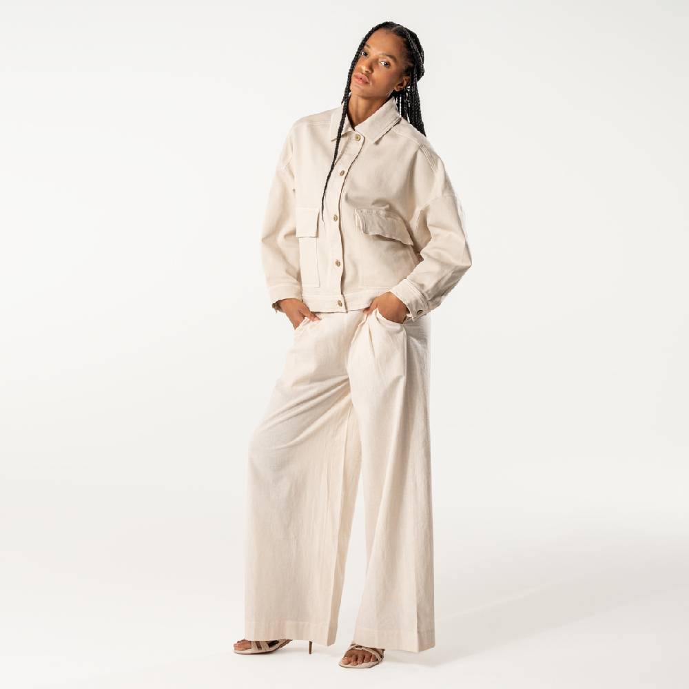 LIVING CRAFTS DUYEN - Weite Bundfaltenhose - Sand Auslauf