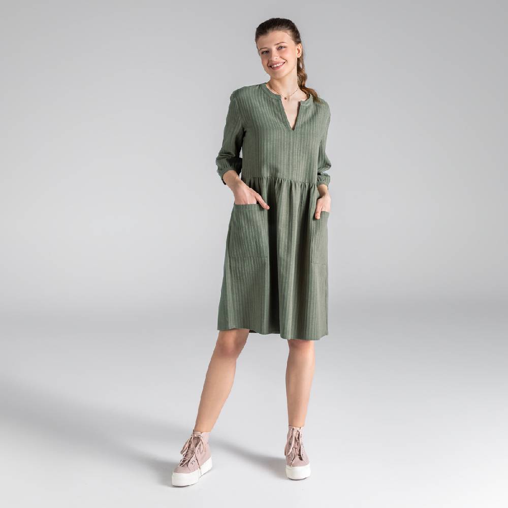 LIVING CRAFTS BLOSWEN - Seersucker Kleid - Khaki Preisnachlass