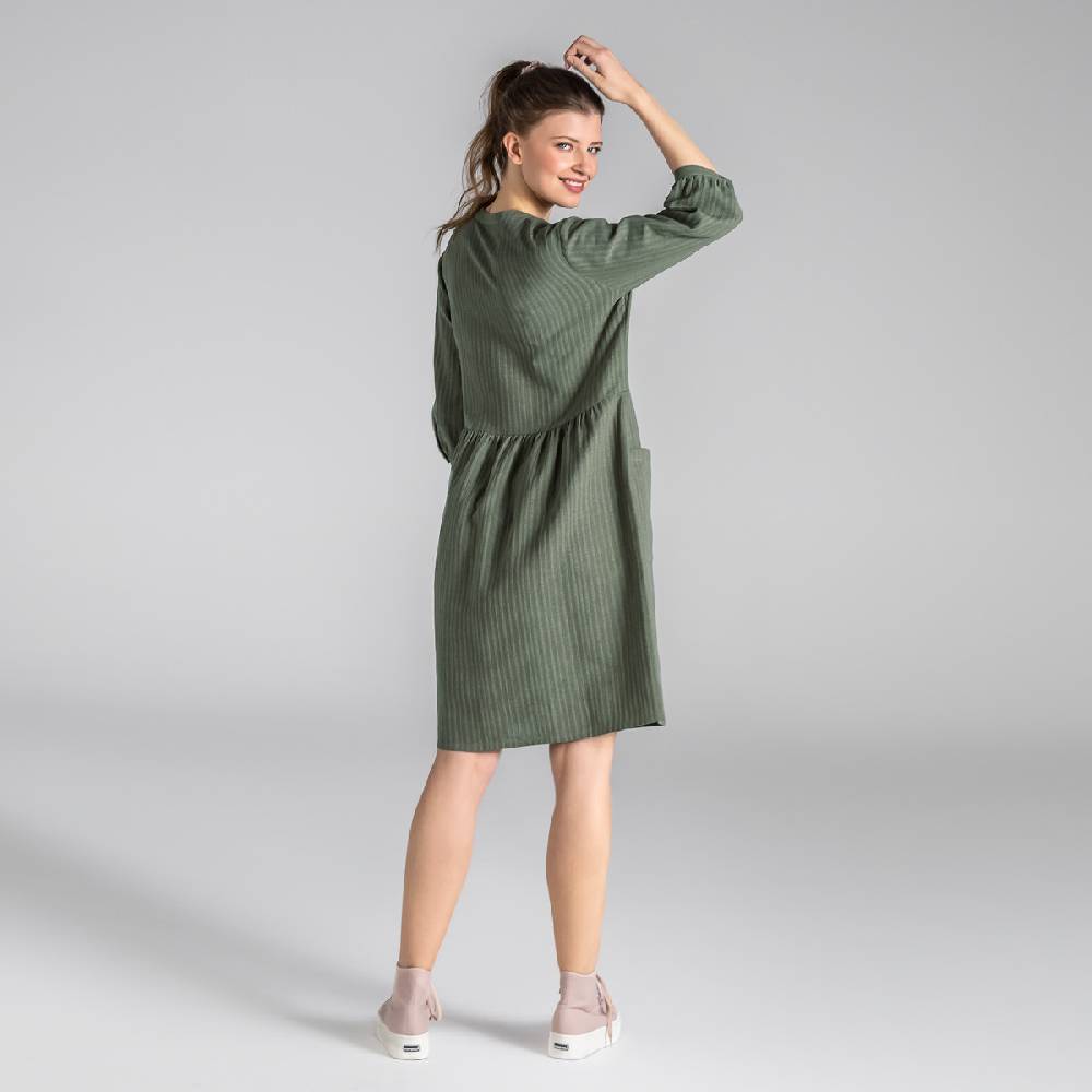 LIVING CRAFTS BLOSWEN - Seersucker Kleid - Khaki Preisnachlass
