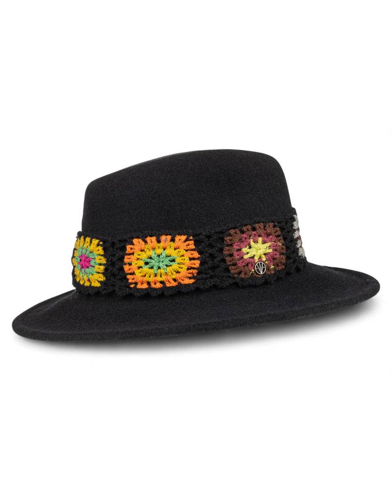 Loevenich Damen Woll-Fedora - Schwarz im Angebot