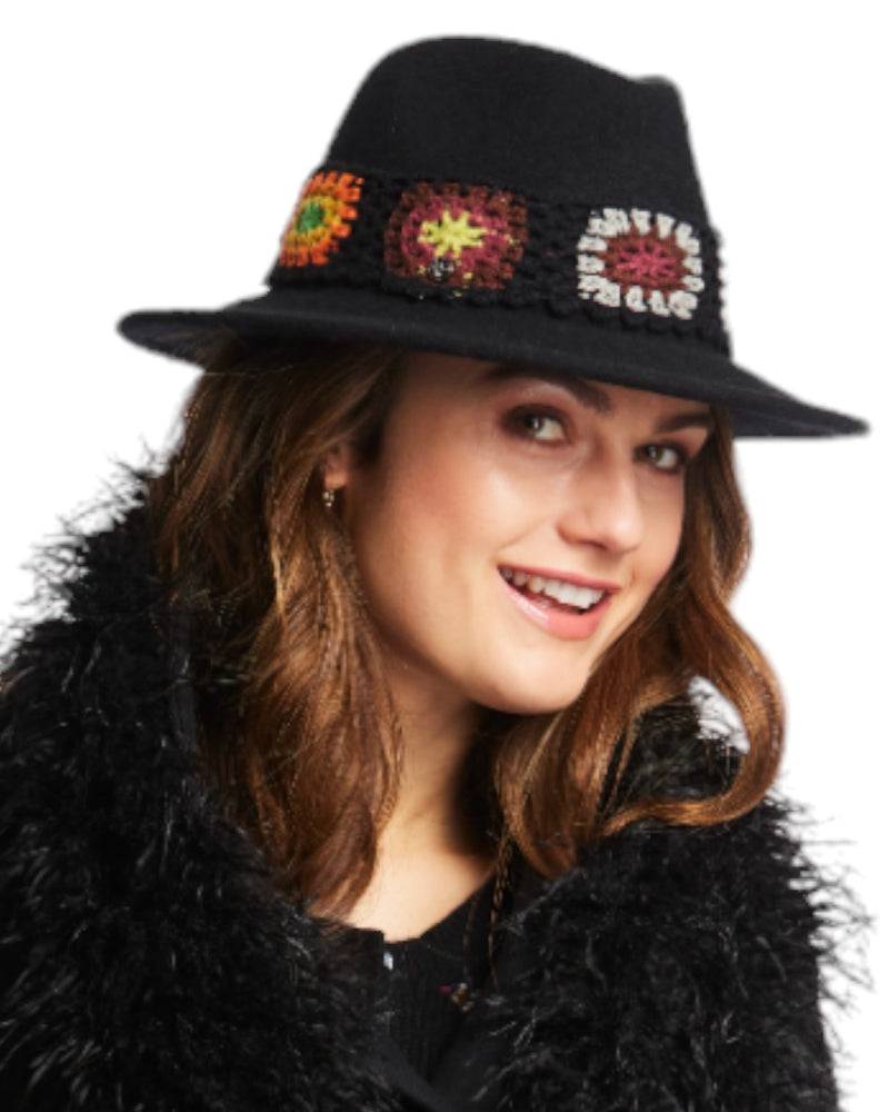 Loevenich Damen Woll-Fedora - Schwarz im Angebot