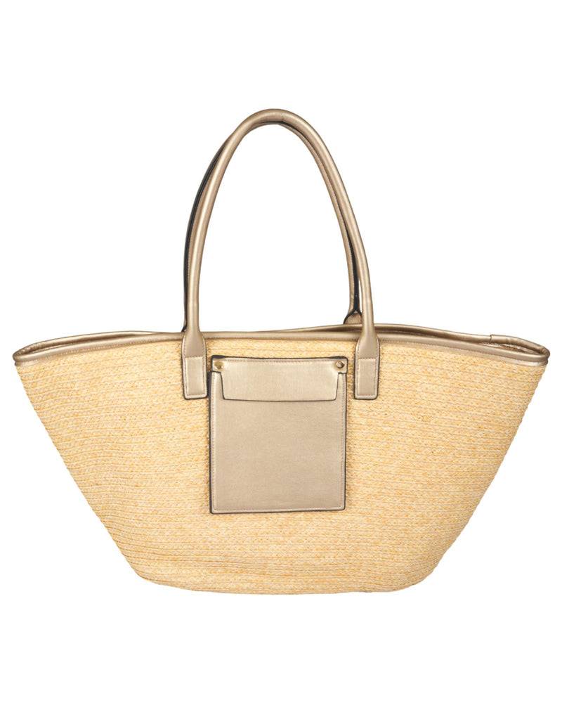 Loevenich Set: gehäkelter Strohhut plus Tasche-Gold Fabrik Onlineshop