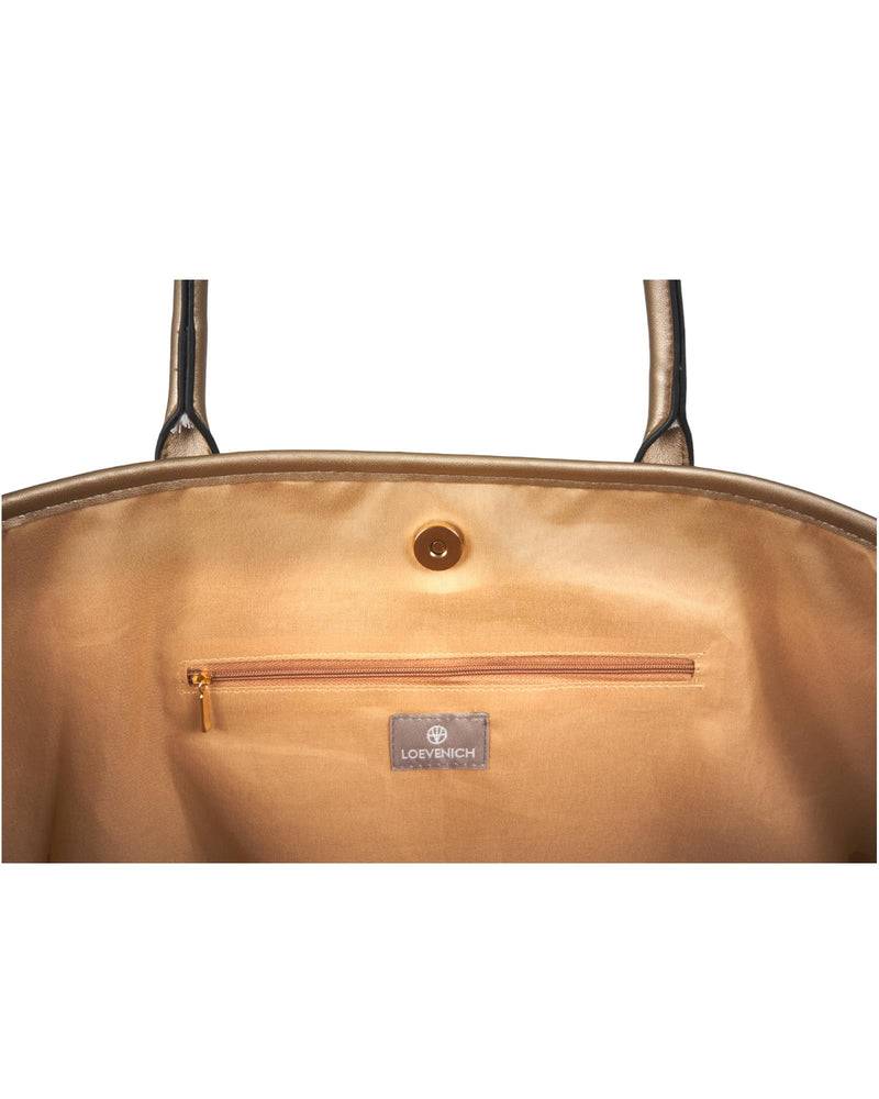 Loevenich Set: gehäkelter Strohhut plus Tasche-Gold Fabrik Onlineshop