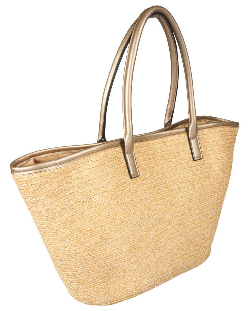 Loevenich Set: gehäkelter Strohhut plus Tasche-Gold Fabrik Onlineshop