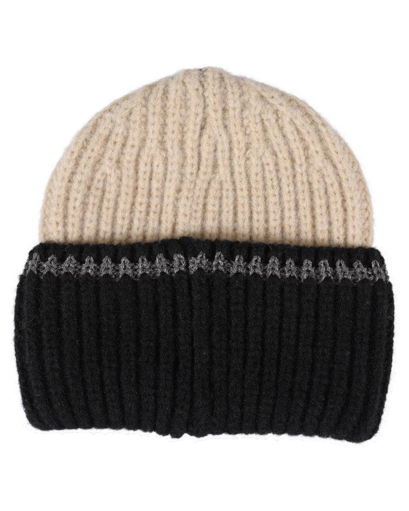 Loevenich SET Strickmütze + Schal - Beige-Schwarz Sonderangebot