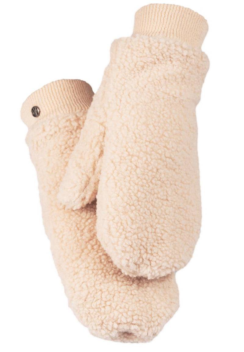 Loevenich Lammfell Imitation Kappe + Handschuh - Beige Flash Sale