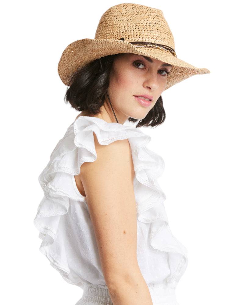 Loevenich Loevenich Cowboyhut - Leichter Naturfarbener Raffia-Strohhut mit formbarem Rand Nur für heute
