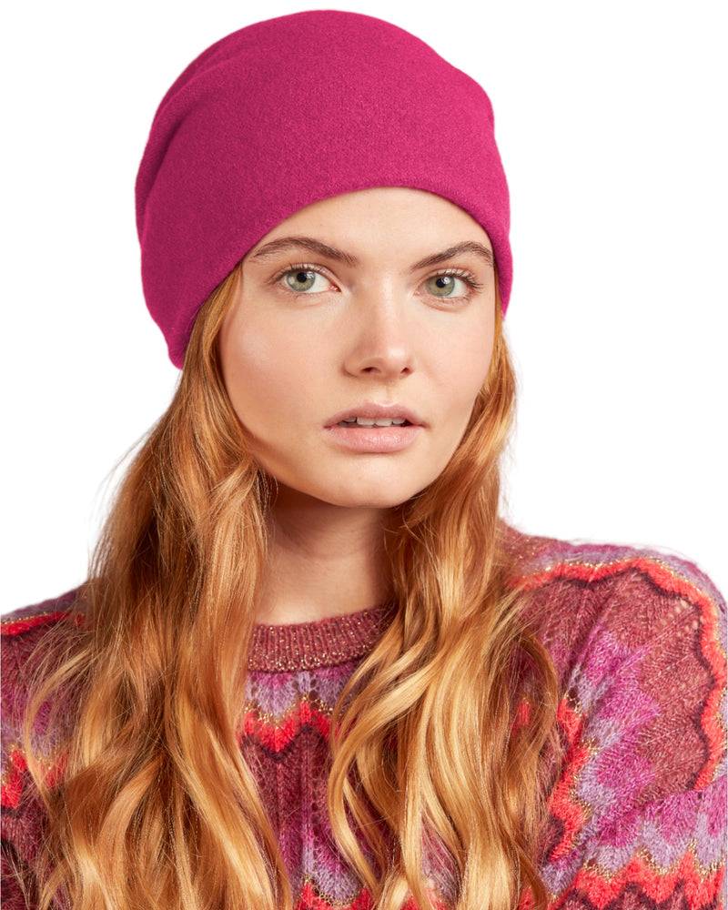 Loevenich Woll-Beanie, hinten gerafft in uni Pink Sonderangebot der Fabrik