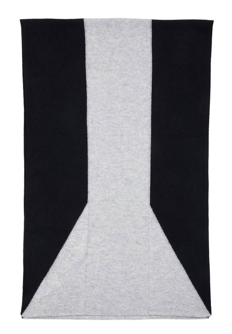 Loevenich Kaschmir-Mütze + Schal mit geometrischem Muster - Schwarz Clearance-Verkauf
