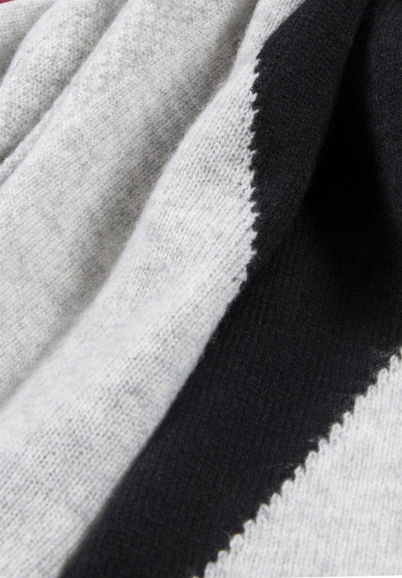 Loevenich Kaschmir-Mütze + Schal mit geometrischem Muster - Schwarz Clearance-Verkauf