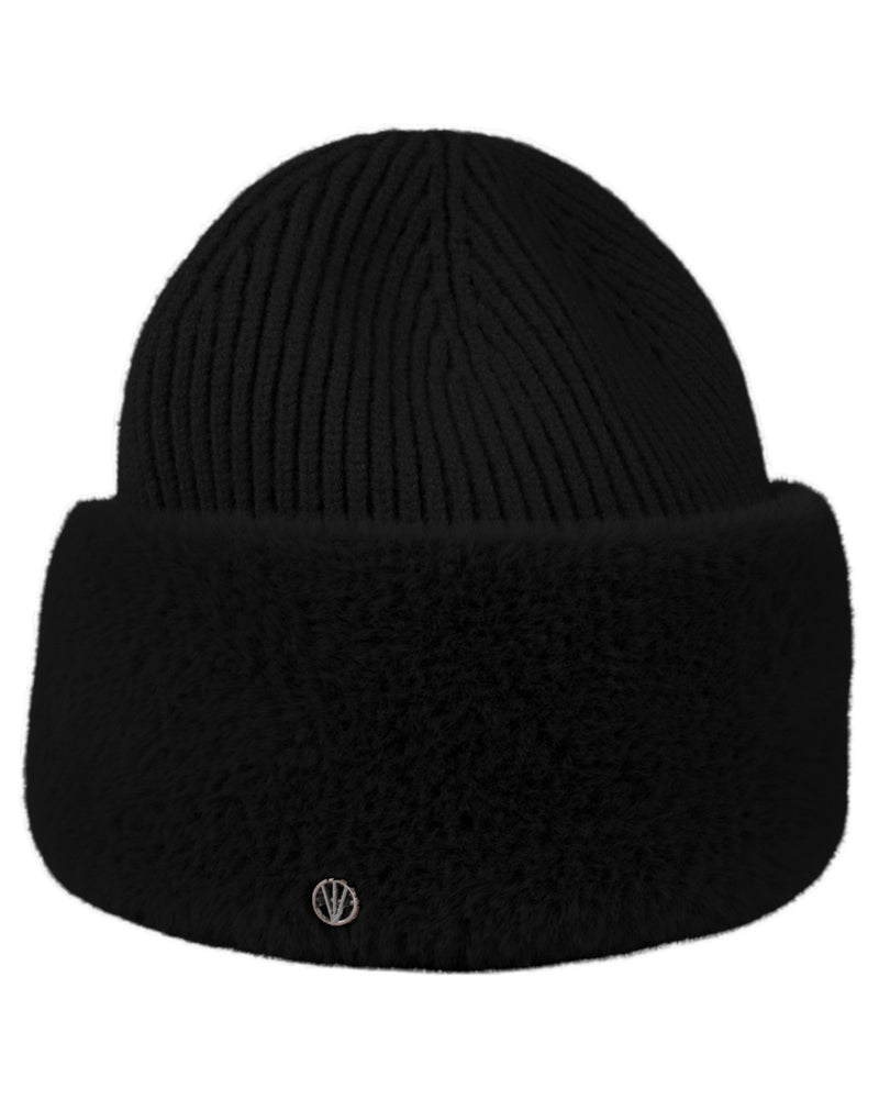 Loevenich Fake Angora Mütze - Schwarz Verkauf