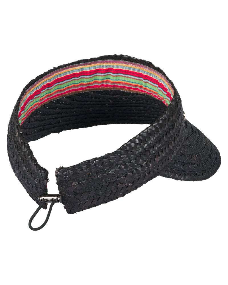 Loevenich Strand- und Sport-Visor aus Stroh-Schwarz Versandkostenfrei