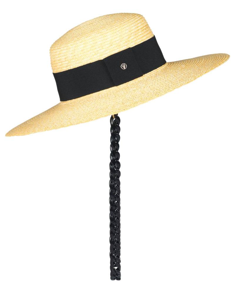 Loevenich Matelot-Strohhut mit Kette-Natur-Schwarz Jubiläumsangebot