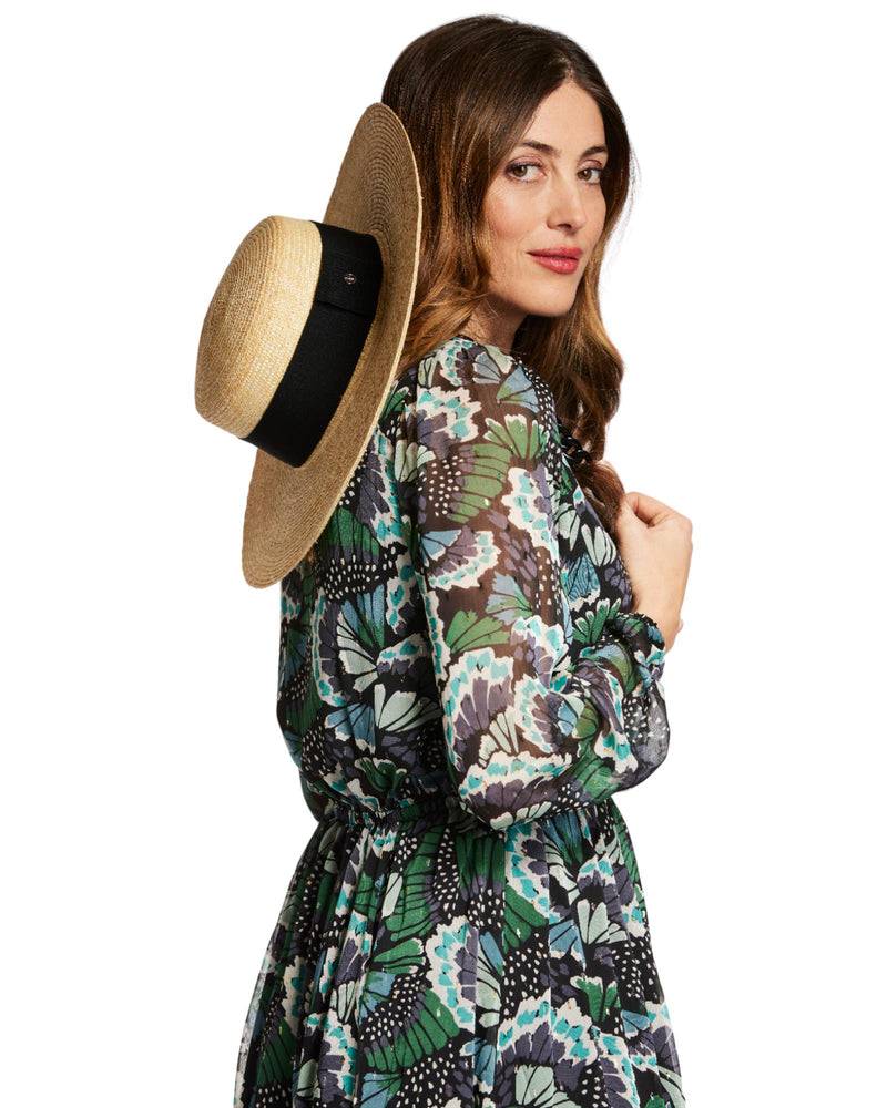 Loevenich Matelot-Strohhut mit Kette-Natur-Schwarz Jubiläumsangebot
