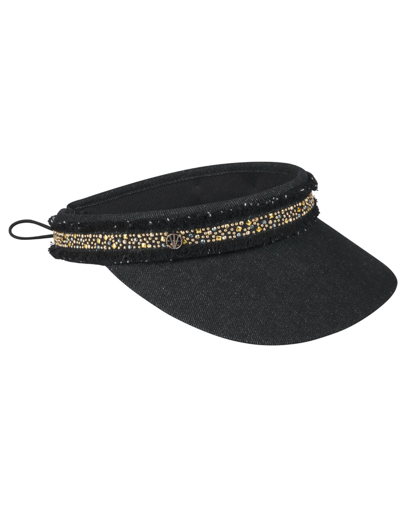Loevenich Visor mit Glitzersteinchen-Denim Schwarz Top Angebot