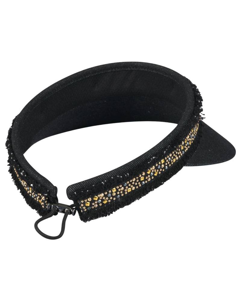 Loevenich Visor mit Glitzersteinchen-Denim Schwarz Top Angebot