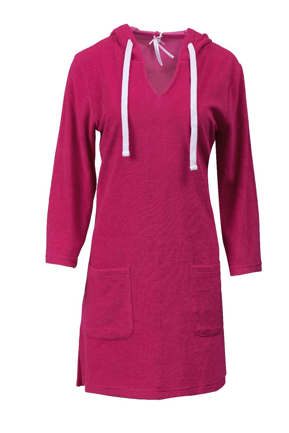 Louis & Louisa Badekleid Frottee Damen, fuchsia mit Kapuze Sonderangebot