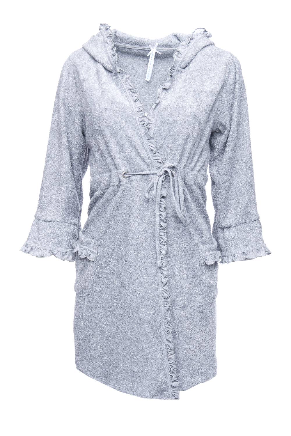 Louis & Louisa Bademantel Damen mit Volants, grau KURZ Flash Sale