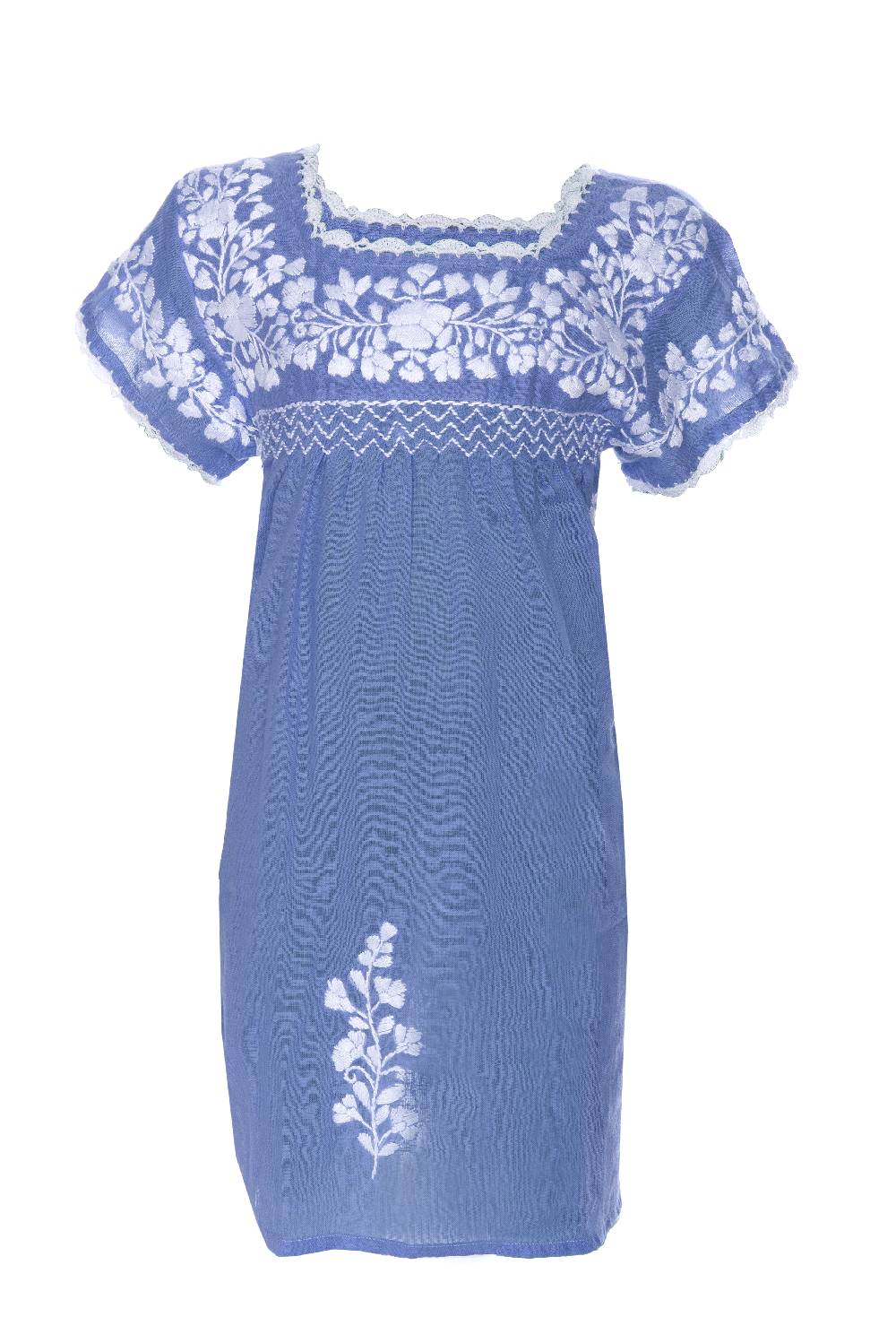 Louis & Louisa Tunika handbestickt, Damen, blau / weiß, kurzarm Black Friday Preise