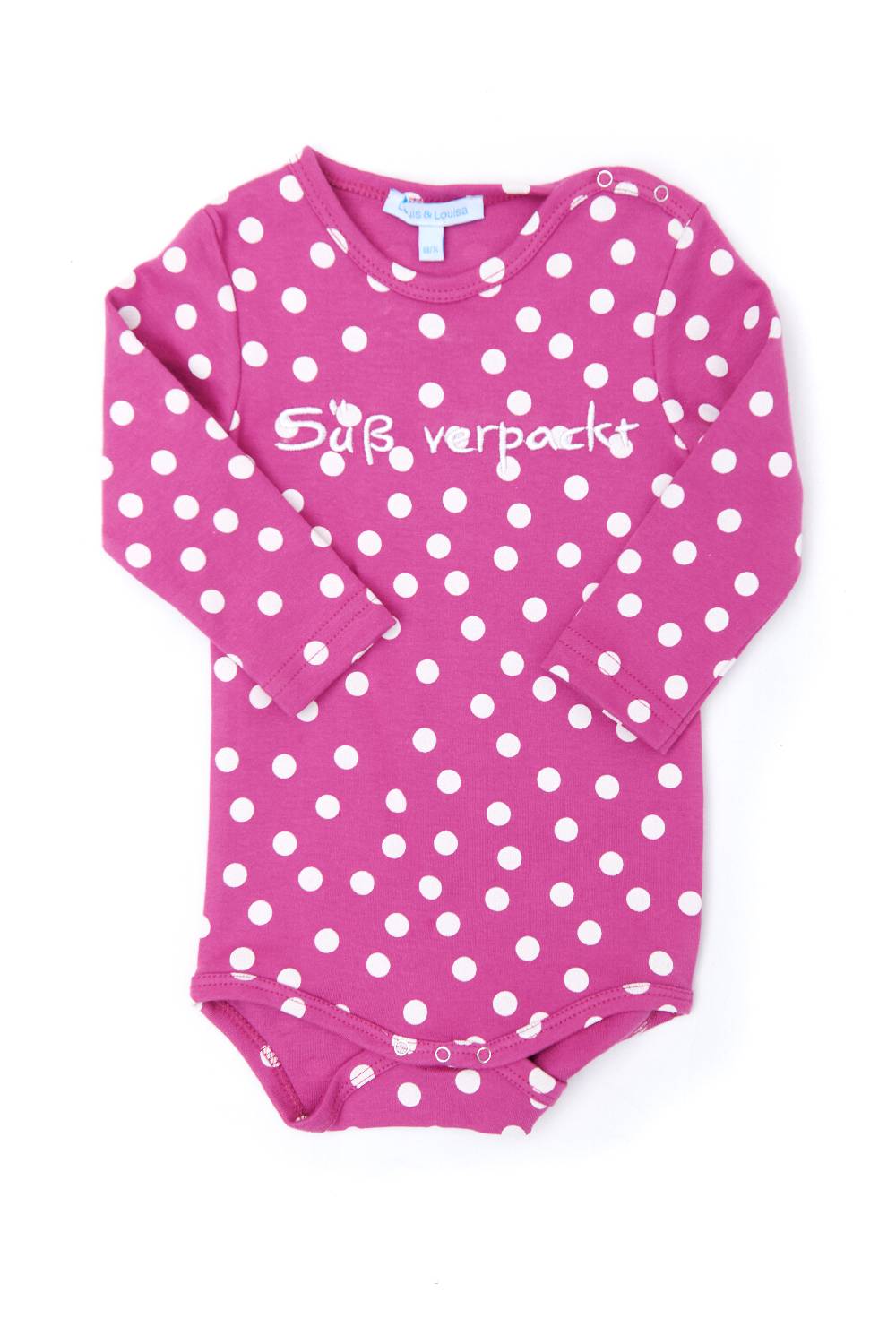 Louis & Louisa Body Baby "Süß verpackt", pink Pünktchen allover Sonderangebot der Fabrik