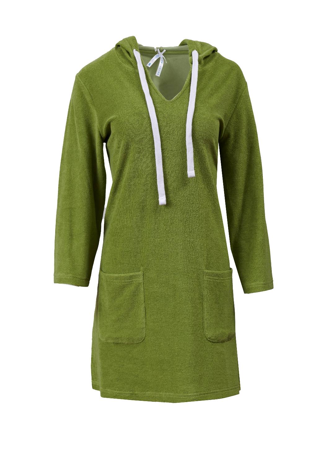 Louis & Louisa Badekleid Frottee Damen, avocado mit Kapuze Verkauf