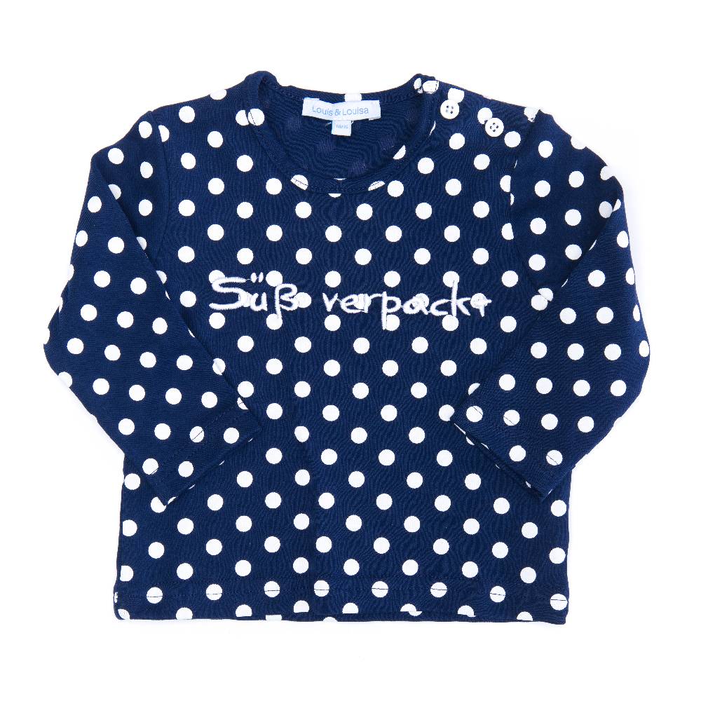 Louis & Louisa Shirt Baby "Süß verpackt", blau allover Sonderangebot der Fabrik