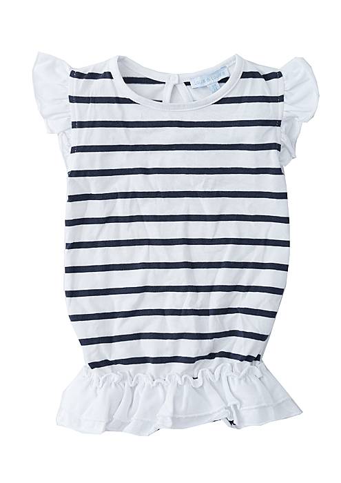 Louis & Louisa Baby Body mit Rüschen, blau gestreift 50% Rabatt mit kostenlosem Versand