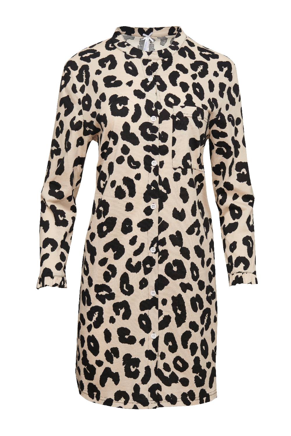 Louis & Louisa Nachthemd Damen Knopfleiste Leo allover Black Friday Preise