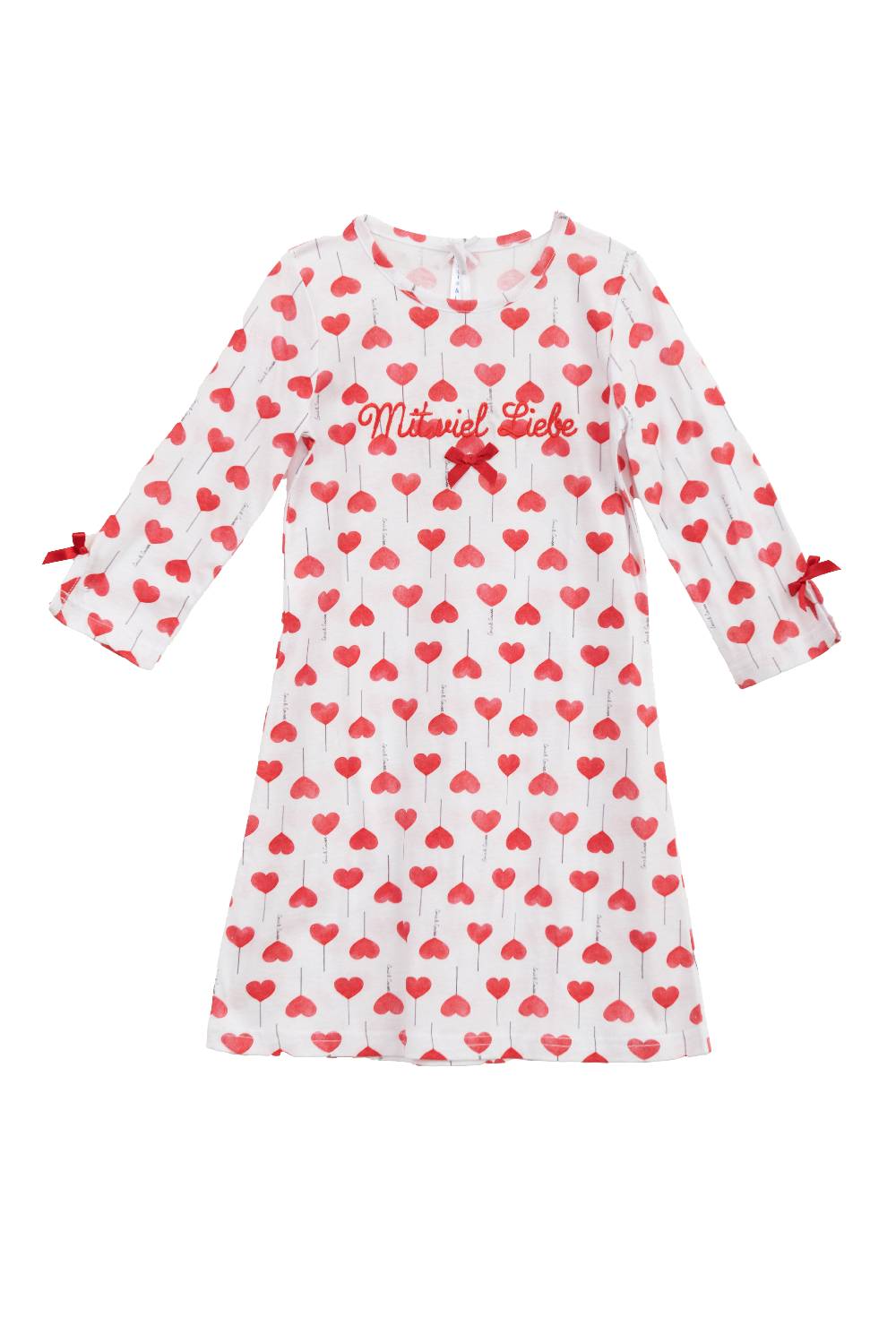 Louis & Louisa Nachthemd Kinder Basic "Mit viel Liebe", Herz allover Schlussverkauf