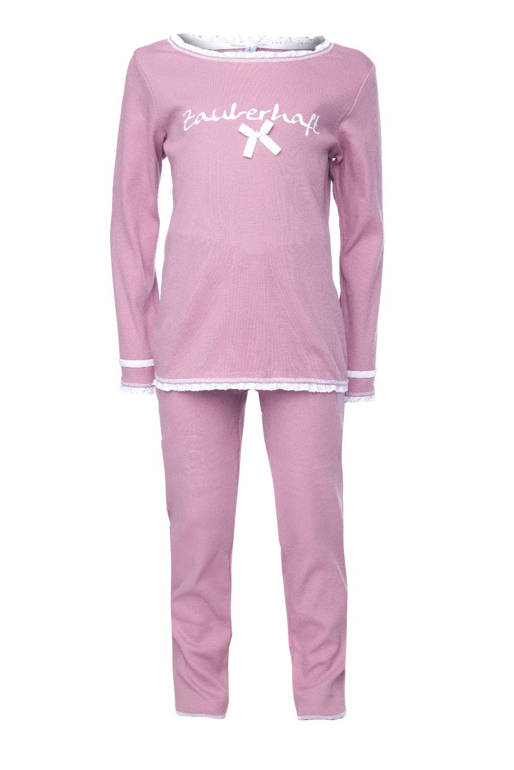 Louis & Louisa Pyjama Kinder Rippe "Zauberhaft", rosa Sonderangebot