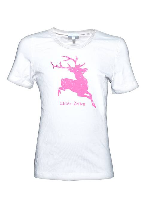 Louis & Louisa Hirsch Camouflage, Kindershirt weiß mit pink Exklusivangebot