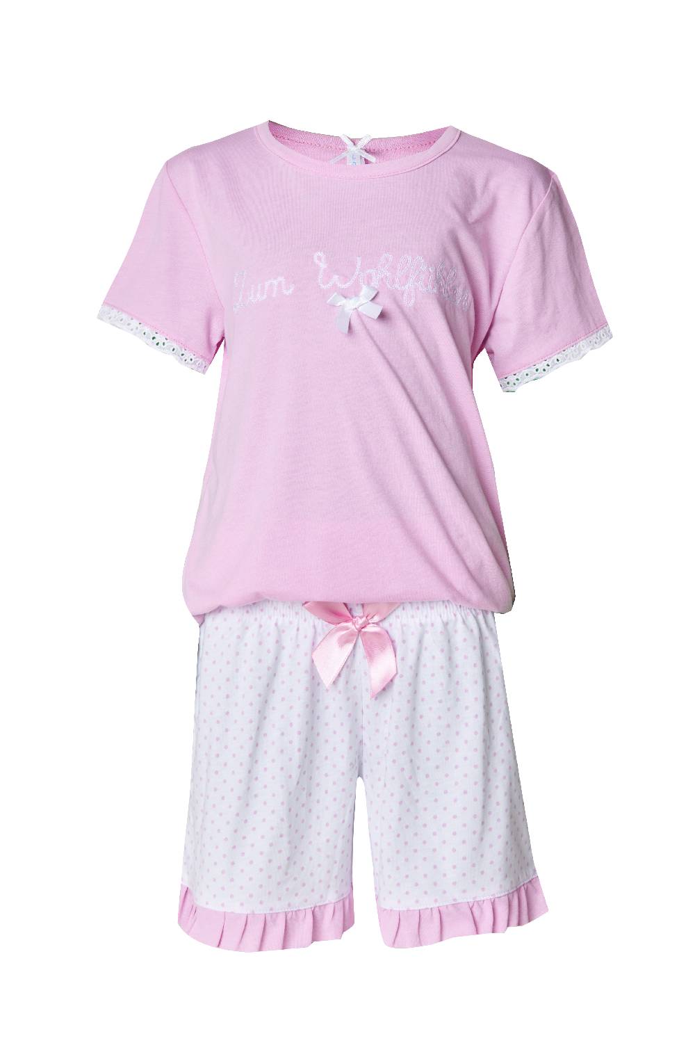 Louis & Louisa Short-Set Kinder "Zum Wohlfühlen", rosa / weiß allover Preisnachlass