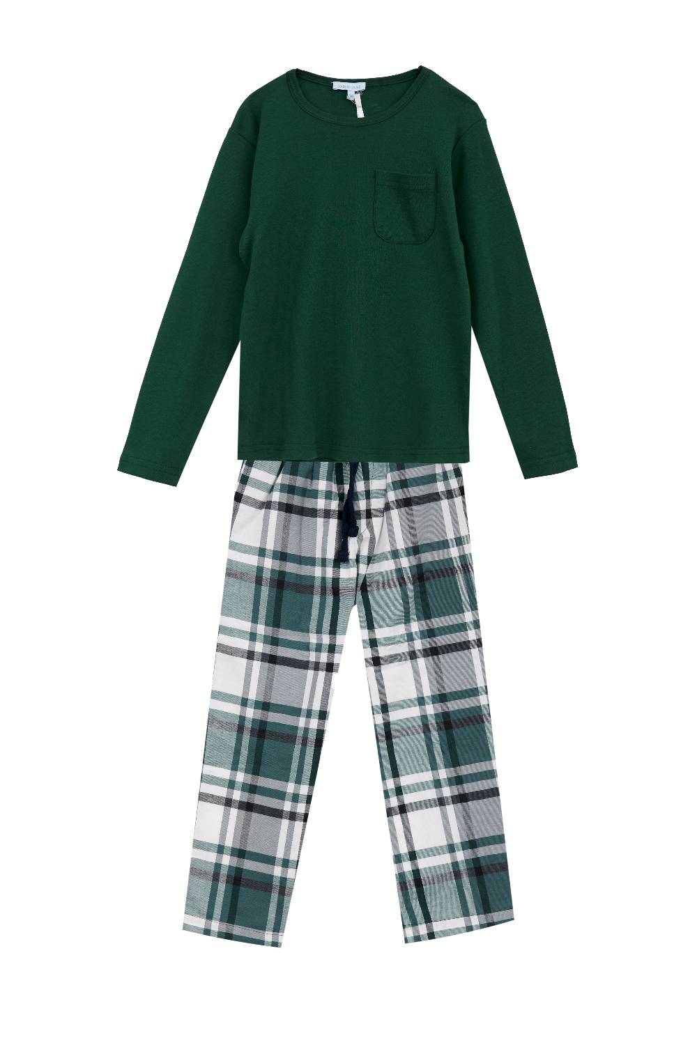 Louis & Louisa Pyjama Jungs mit Tasche, grün/ Flanell Heißer Verkauf