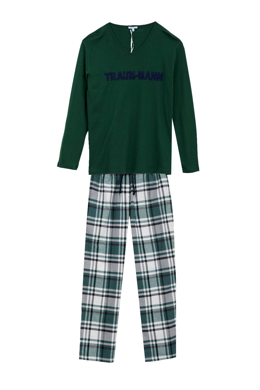 Louis & Louisa Pyjama Herren "Traummann", grün/ Flanell Top Angebot