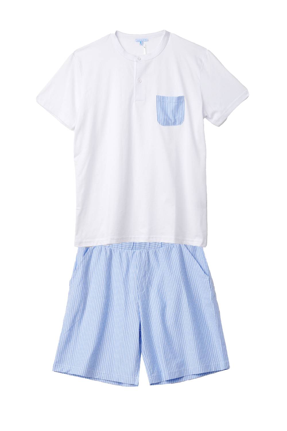 Louis & Louisa Short-Set Herren mit Tasche, weiß / blau gestreift Riesige Ersparnisse