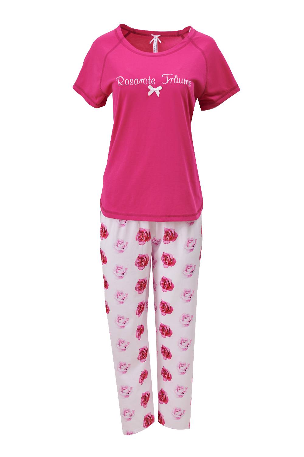 Louis & Louisa Pyjama Damen Capri "Rosarote Träume", pink/ weiß allover Bis zu 55% Rabatt