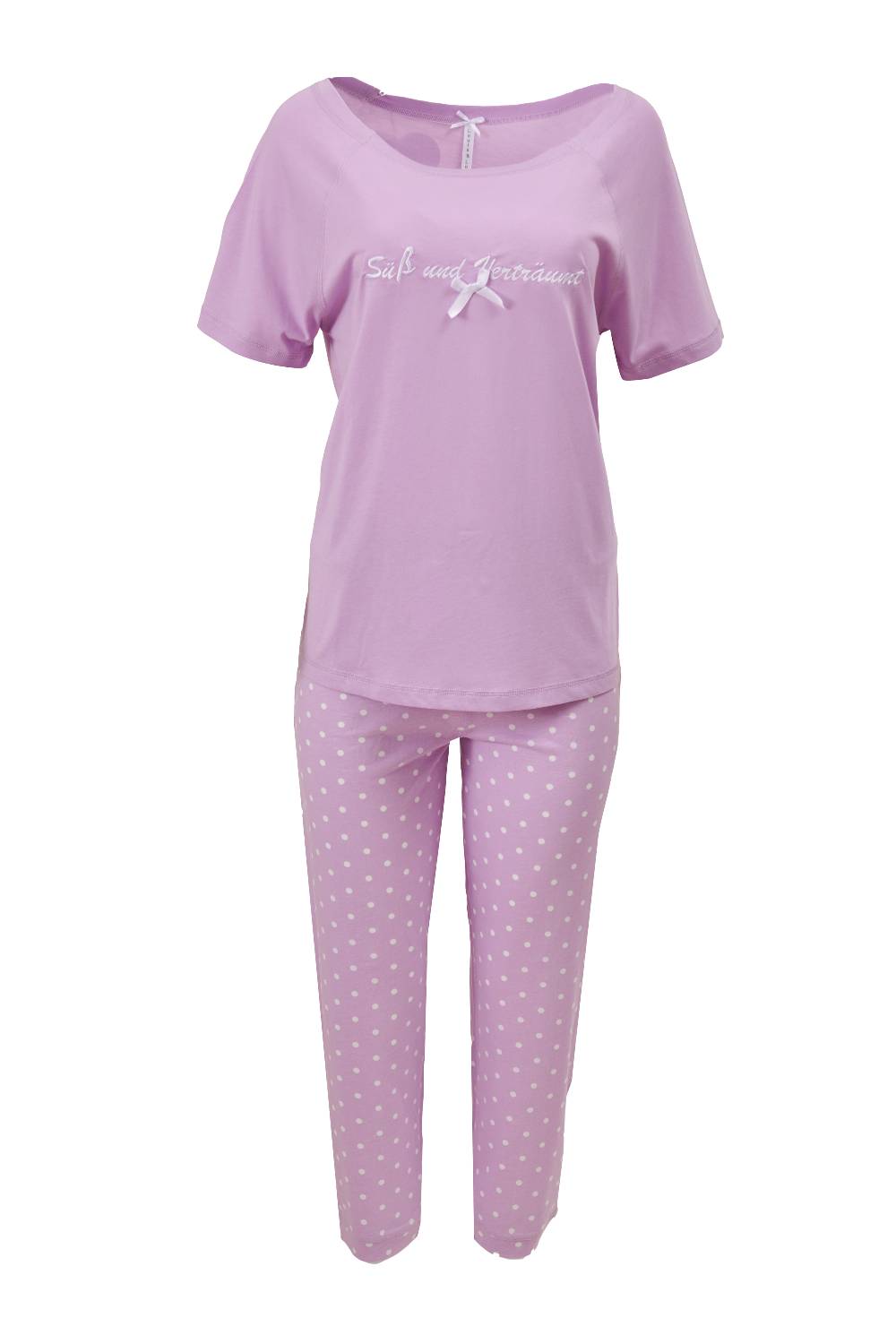 Louis & Louisa Pyjama Capri "Süß und verträumt", flieder/ flieder allover 50% Rabatt für begrenzte Zeit