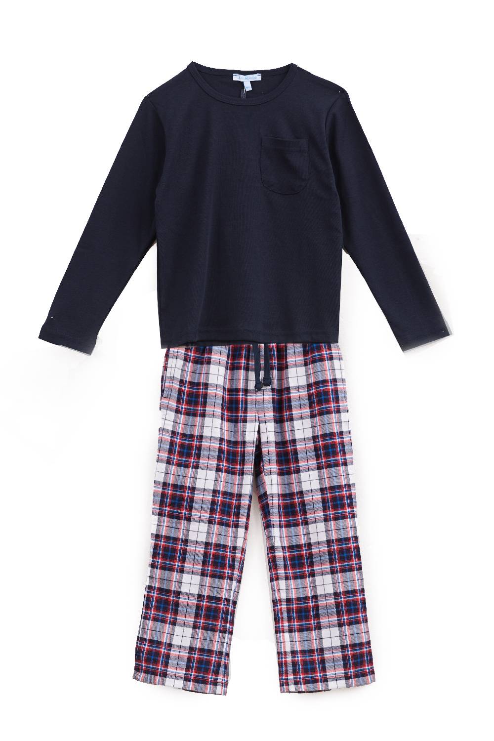 Louis & Louisa Pyjama Jungs mit Tasche, dunkelblau / flanell Outlet